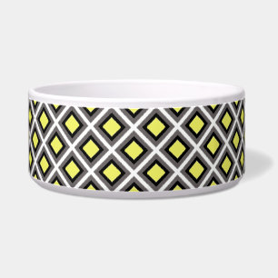 Comedero Gris oscuro, negro, diamantes de ikat amarillo de 