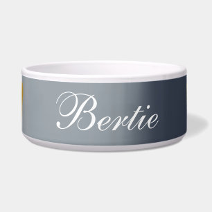 Comedero Gris sombrío, corazón dorado, perro personalizado