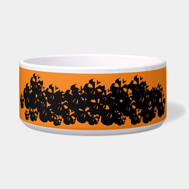 Comedero Halloween calaveras aterradoras apilan patrón de n (Frente)