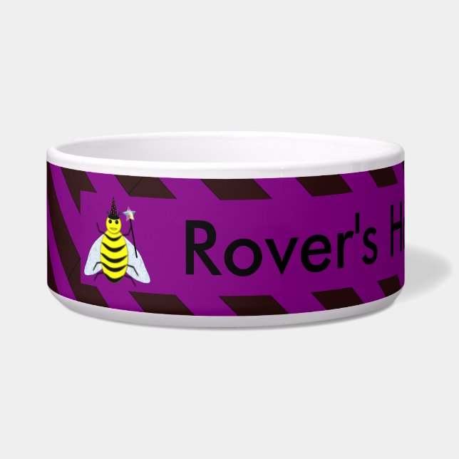 Comedero Halloween Magic Bee Wizard Purple and Black Stripe (Izquierda)