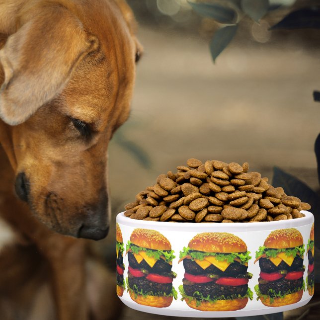 Comedero Hamburguesa doble deluxe y tazón de queso grande (Double Deluxe Hamburger & Cheese Large Pet Bowl)