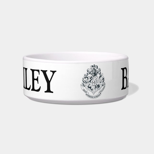 Comedero Harry Potter | Escudo de Hogwarts - Blanco y Negro (Frente)