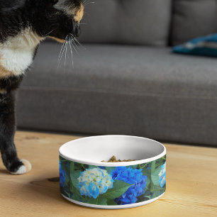 Comedero Hidrangea azul florece Mascota de patrón floral