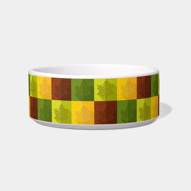 Comedero Hojas de arce otoñales, marrón y verde (Frente)