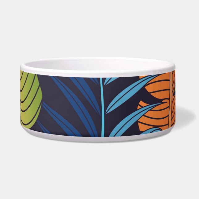 Comedero Hojas tropicales, patrón floral sin costuras. (Frente)