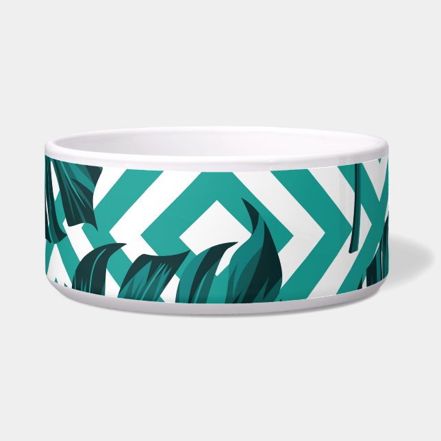 Comedero Hojas Tropicales: Patrón floral sin soldadura. (Frente)