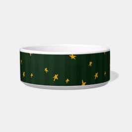 Comedero Holiday Green Yellow Stripe Star Christmas 