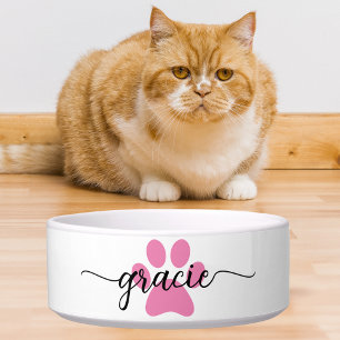 Comedero Huella de pata de nombre de mascota minimalista Pe
