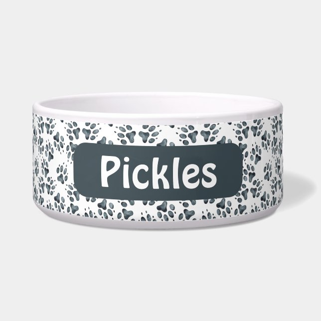 Comedero Huellas de perro personalizadas (Frente)