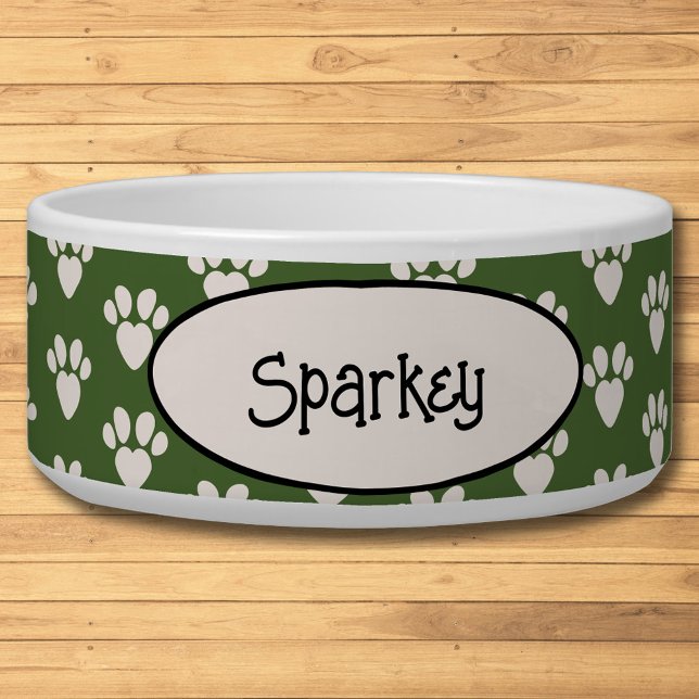 Comedero Huellas verdes y blancas (Subido por el creador)