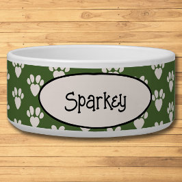 Comedero Huellas verdes y blancas