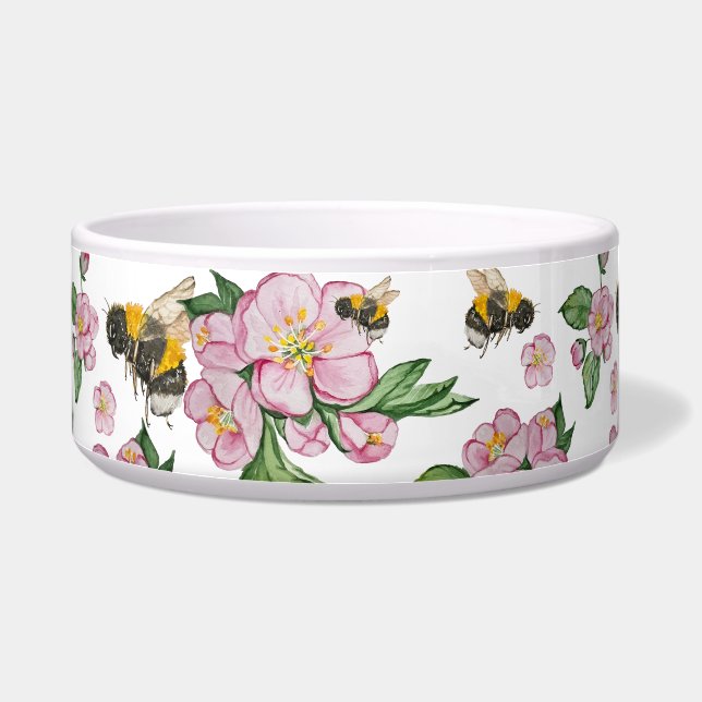 Comedero Huerto de manzanas florido con abejas acuarela dra (Derecha)