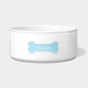 Comedero Hueso De Perro Azul Con Nombre De Mascota Personal