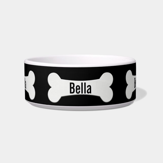 Comedero Hueso De Perro En El Tazón Negro (Frente)