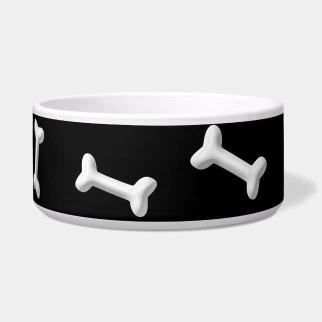 Comedero Huesos Blancos En El Personalizado De Fondo Negro (Frente)