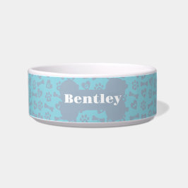 Comedero Huesos de perro azules personalizados con nombre, 