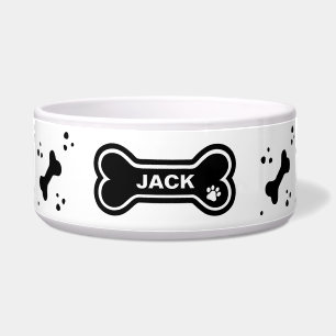 Comedero Huesos de perro personalizados en negro y blanco l