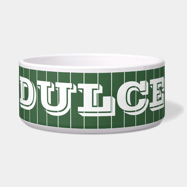 Comedero Hunter Green White Thin Vertical Stried Name (Frente)