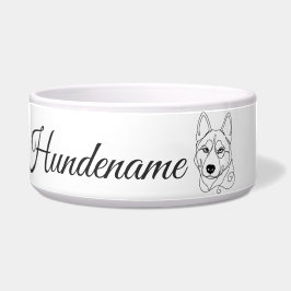 Comedero Husky Minimalist Line Art personalized bowl