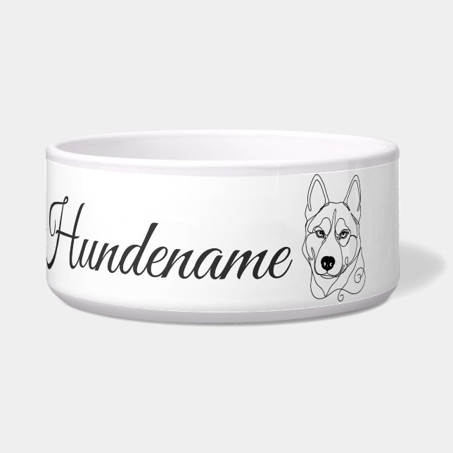 Comedero Husky Minimalist Line Art personalized bowl (Frente)