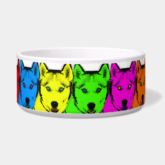 Comedero Husky siberiano personalizado del arte pop