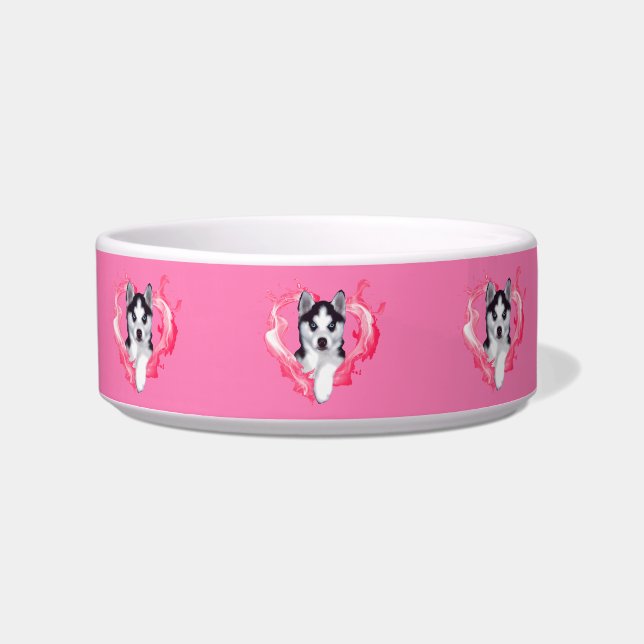 Comedero Huskywelpe mit Herz rosa Hündin (Frente)