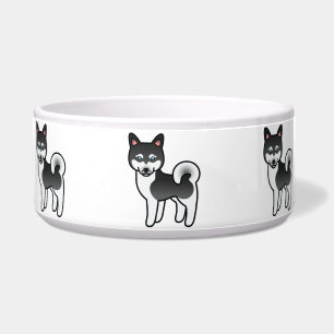 Comedero Ilustración de perro Alaskan Klee Kai blanco y neg