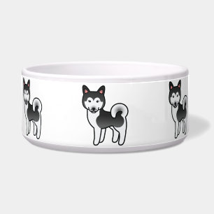 Comedero Ilustración de perro Alaskan Malamute blanco y neg