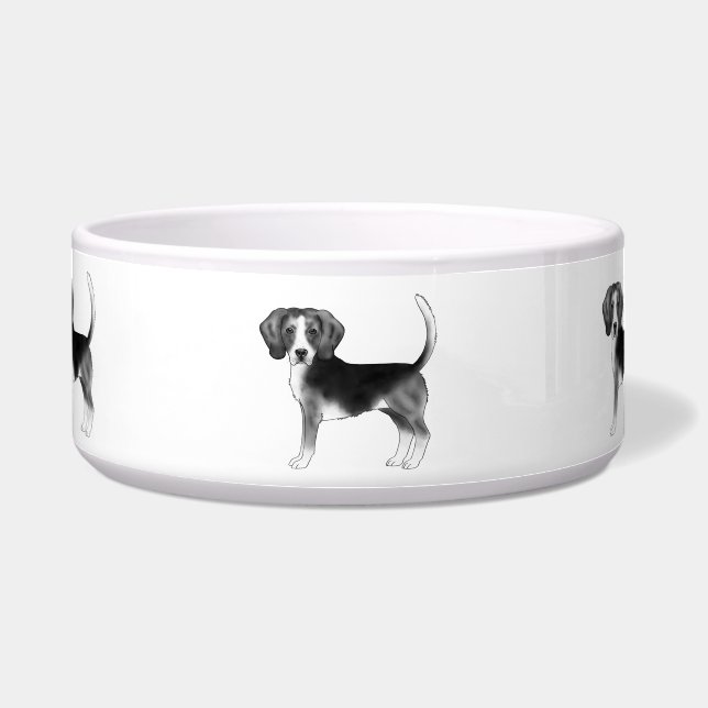 Comedero Ilustracion De Perro Beagle Cudo En Blanco Y Negro (Frente)