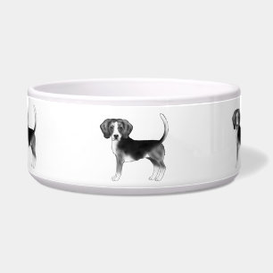 Comedero Ilustración de perro Beagle lindo en blanco y negr