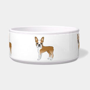 Comedero Ilustración de perro Boston Terrier color cervato