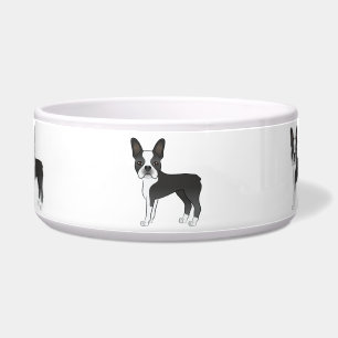 Comedero Ilustración de perro Boston Terrier negro y blanco