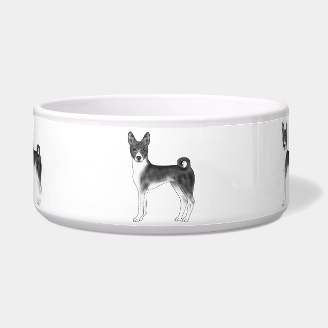 Comedero Ilustracion De Perro Cute Basenji En Blanco Y Negr (Frente)
