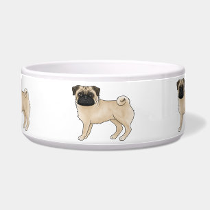 Comedero Ilustración de Pug de color cervato de raza de per