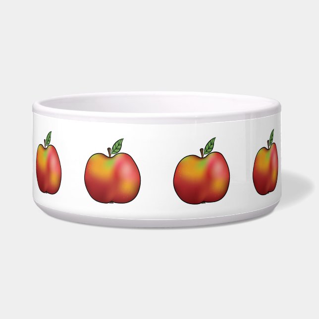 Comedero Ilustraciones de fruta de Apple Personalizado Rojo (Frente)