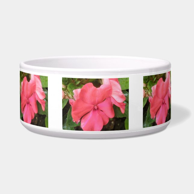 Comedero Impatios rosados Flores Macrotaurina Tazón de Perr (Frente)