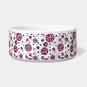 Comedero Impresión de dot de polka leopardo negro y rosa ca