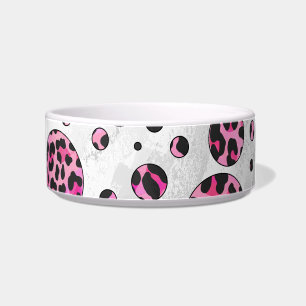Comedero Impresión de dot de polka leopardo negro y rosa ca