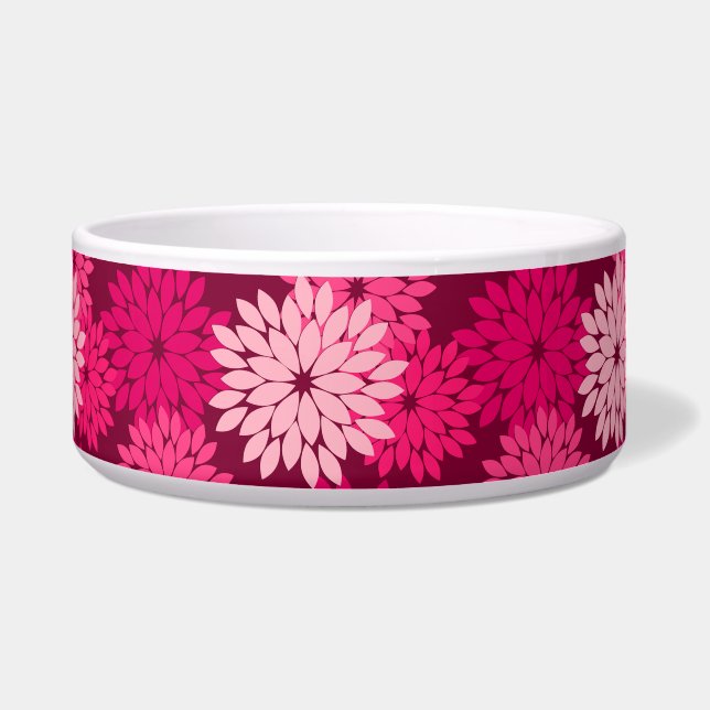 Comedero Impresión de kimono floral moderna, rosa coral y b (Frente)