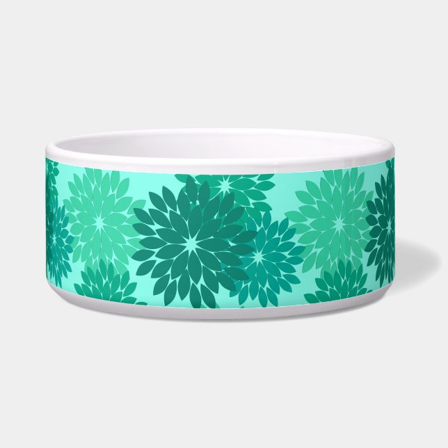 Comedero Impresión de kimono floral moderna, turquesa, Verd (Frente)