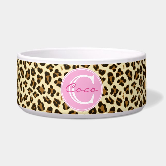 Comedero Impresión de leopardo elegante | Mascota personali (Frente)