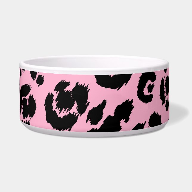 Comedero Impresión de leopardo negro rosa (Frente)