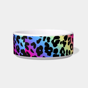 Comedero Impresión de patrón Neon Rainbow Leopard