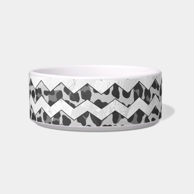 Comedero Impresión gris y gris claro de leopardo de Chevron (Derecha)