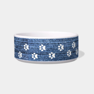 Comedero Impresiones Denim y White Paw Diseño de Tazón de M