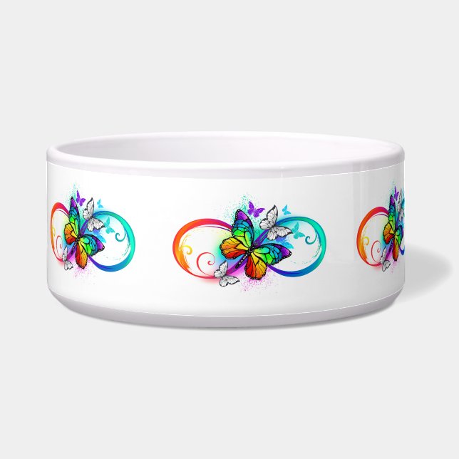 Comedero Infinidad brillante con la mariposa arcoiris (Frente)