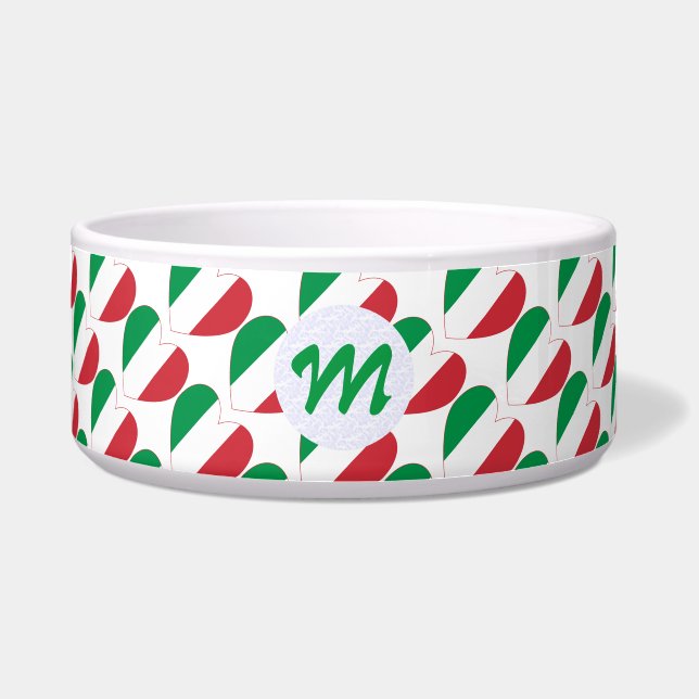 Comedero Italian Flag Heart Ruled and Personalized Pet (Frente)