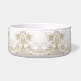 Comedero Ivory White Flowers Ceramic Pet Bowl