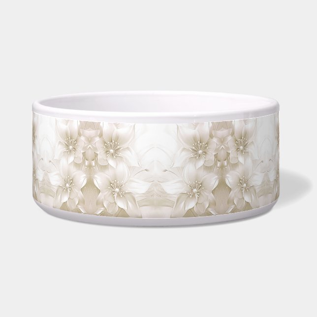 Comedero Ivory White Flowers Ceramic Pet Bowl (Frente)