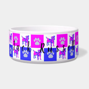 Comedero Jack Russell Dog & Paw Hot Pink & Blue Pet Bowl